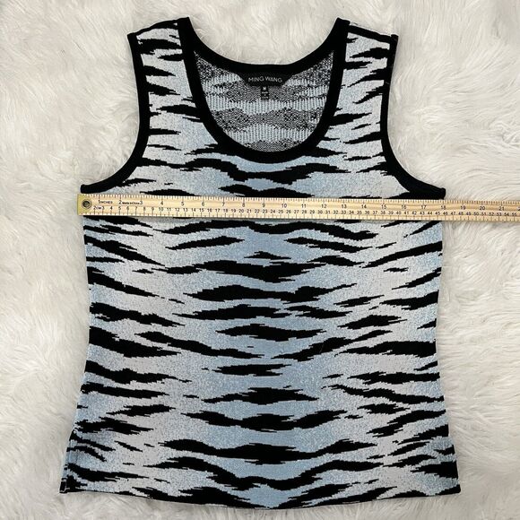 Y2K Ming Wang Tank Top Women Medium Zebra Bodycon Edgy Animal Retro Bold Casual - Picture 8 of 10